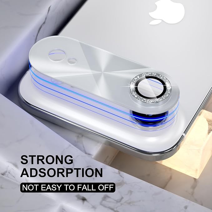 Choiche Compatible for iPhone 17 Air Camera Lens Protector, Bling Camera Cover with 9H Tempered Glass Lens Screen Protector Metal Ring Decoration Accessories 6.5-inch (Light-Silver)