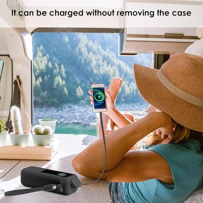 Power Bank Silicone Case, Compatible with Anker 25000mAh 165W Power Bank, Fully Protective, with Precise Interface Openings, Shockproof and Portable (Black)