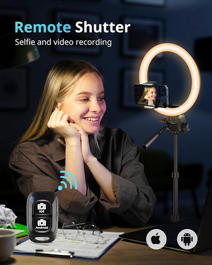 UBeesize 12" RGB Ring Light with 50" Tripod Stand & Phone Holder, Dimmable Selfie Light for TikTok, YouTube, Live Streaming & Photography