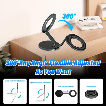 Upgraded Car Phone Holder for Magsafe [3-sided 4200gf Strongest Magnetic] 300° Folding Phone Stand for Desk, Portable Phone Ring Holder Grip, Phone Holders for Your Car Accessories for Phones/Tablets