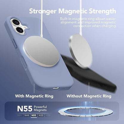 GONEZ Magnetic for iPhone 17 Case, Compatible with MagSafe, [Screen Protector + Camera Lens Protector], Liquid Silicone Anti-Scratch Shockproof Protective Phone Case 6.3 inch, Lavendr Gray