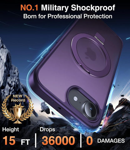 Chicfun 3-in-1 [Magnetic+Kickstand+Ring Holder] for iPhone 17e Case & iPhone 16e case with Stand Compatible with MagSafe, Military Shockproof Protective iPhone 17e Phone Case Kickstand Cover Purple