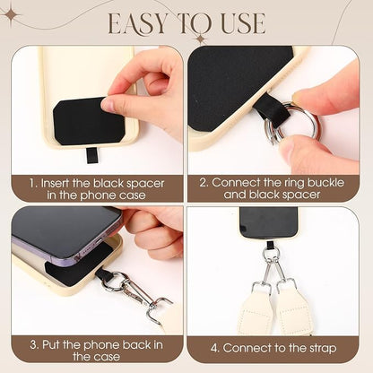 4 Pack Clip and Go Strap for Phone with Wallet Crossbody Phone Strap with Zippered Pouch Adjustable Lanyard Bag(Cute)