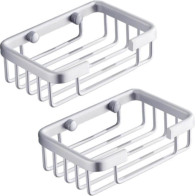 Wall Mounted Soap Dish, Bath Soap Dish for Shower, Aluminium Wall Mounted Bar Soap Holder for Bathroom Kitchen-Silver 2pcs