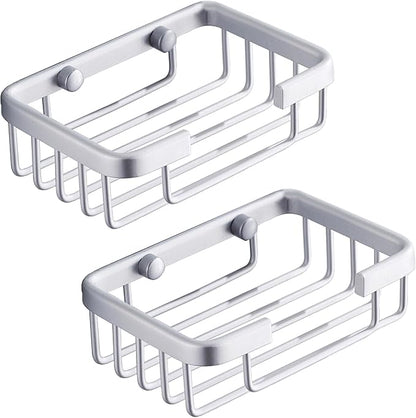 Wall Mounted Soap Dish, Bath Soap Dish for Shower, Aluminium Wall Mounted Bar Soap Holder for Bathroom Kitchen-Silver 2pcs