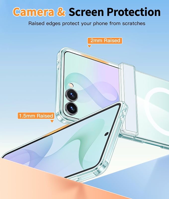 FNTCASE for Samsung Galaxy Z Flip 8 Case, Fit for Magsafe, Screen Protector | Hinge Protection, Anti Yellowing Magnetic Back, 18FT Military Grade Drop Proof, Protective Phone Cover, Transparent