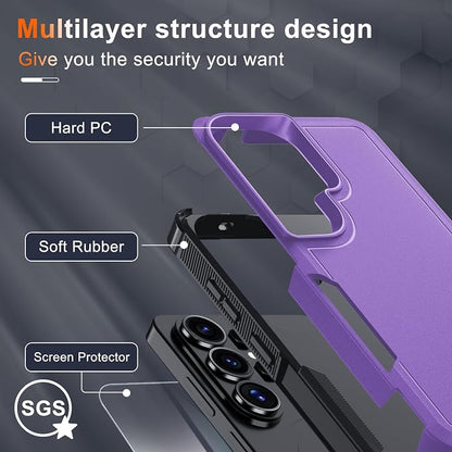 for Samsung Galaxy S26 Ultra Case with Screen Protector+Camera Lens Cover,Military Grade Heavy Duty Shockproof Phone Cover with Wrist Lanyard Strap for Samsung S26Ultra,Lavender