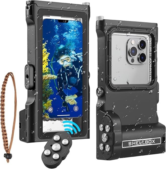 Universal Underwater Diving Phone Case with Bluetooth Controller, IP68 50FT Waterproof for iPhone 17 (Standard Only), iPhone 16/15/14/13/12/11 & Galaxy S24/S23/S22, Black