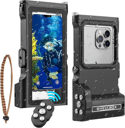 Universal Underwater Diving Phone Case with Bluetooth Controller, IP68 50FT Waterproof for iPhone 17 (Standard Only), iPhone 16/15/14/13/12/11 & Galaxy S24/S23/S22, Black