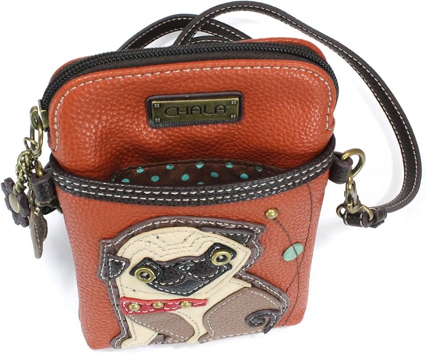 CHALA Dog Collection Cell Phone Crossbody Purse-Women PU Leather/Canvas Multicolor Handbag with Adjustable Strap