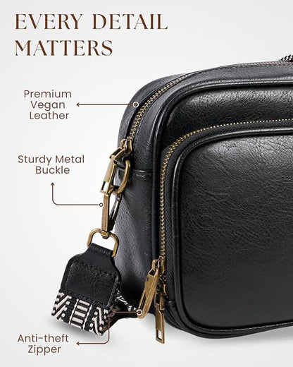 Crossbody Bags with Built-in Wallet, Anti-Theft Travel Purse with Card Slots, Trendy Vegan Shoulder Bag for Women Men