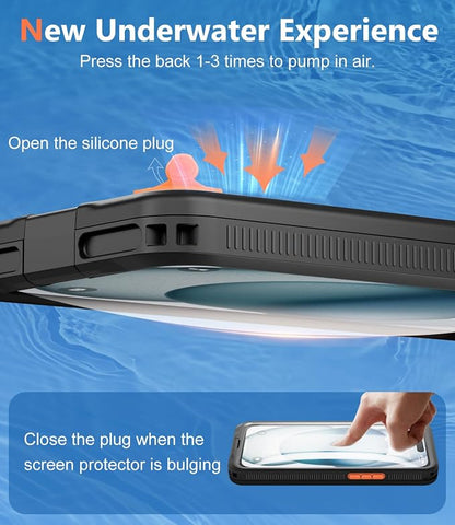 Underwater Phone Case for Snorkeling, [IP68 Waterproof] [Sensitive Inflated Touchscreen] [Precise Buttons], Only for 6.1" iPhone 16, 15/15 Pro, 14/14 Pro, 13/13 Pro, 12/12 Pro - Black