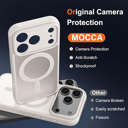 MOCCA Magnetic for iPhone 17 Pro Case, (Compatible with Magsafe) (16FT Military Grade Protection) Full Camera Protection Anti-Fingerprint Slim Translucent Matte Phone Cover 6.3",Stone
