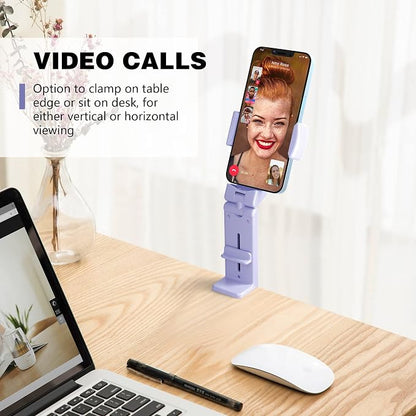 Perilogics Airplane Phone Holder Mount Universal in Flight Hands Free Viewing with Multi-Directional Dual 360 Degree Rotation (Black/Lavender)
