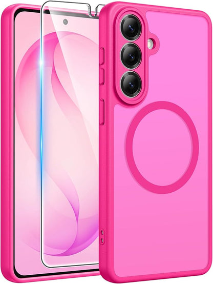 FNTCASE for Samsung Galaxy S26 Plus Case, Fit for Magsafe, Screen Protector | Full Camera Protection, Translucent Matte, 14FT Military Grade Drop Proof, Shockproof Protective Phone Cover, Hot Pink
