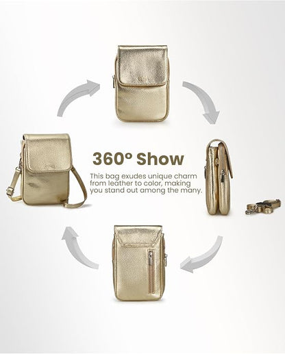 befen Genuine Leather Small Crossbody Bags for Women, Cell Phone Cross body Purse Bag with RFID Blocking Card Slots