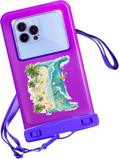 Personalized Initial Waterproof Phone Pouch Case - IPX8 Cellphone Dry Bag with Lanyard for iPhone 16/15/14/13/12 Pro Max (6.1–6.9"), Beach & Cruise Ship Essentials with Monogrammed Design (Purple, I)