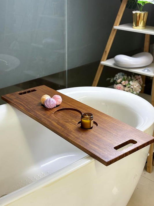Walnut Bathtub Tray with Handles – 35 x 12 Inch Large Luxury Bath Caddy