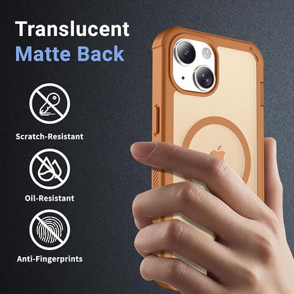 jaroco Magnetic for iPhone 14 Case, [Compatible with MagSafe][Military Grade Drop Protection][Heavy Duty Protection][Non-Slip][Shockproof] 2-Layer Durable Bumper Phone Case 6.1''-Brown