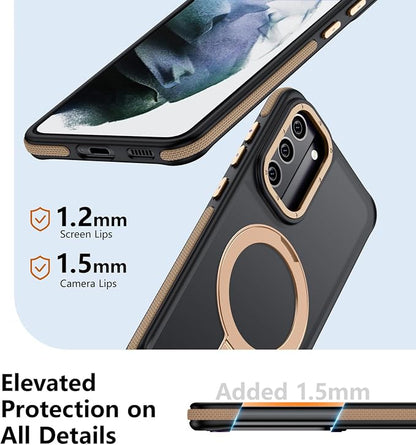 for Samsung Galaxy S21 Case, Magnetic Adjustable Ring Stand [Fit for Magsafe], [Military-Grade Shockproof Protection] Phone Case with Kickstand&Ring Holder 4 (Desert Gold)