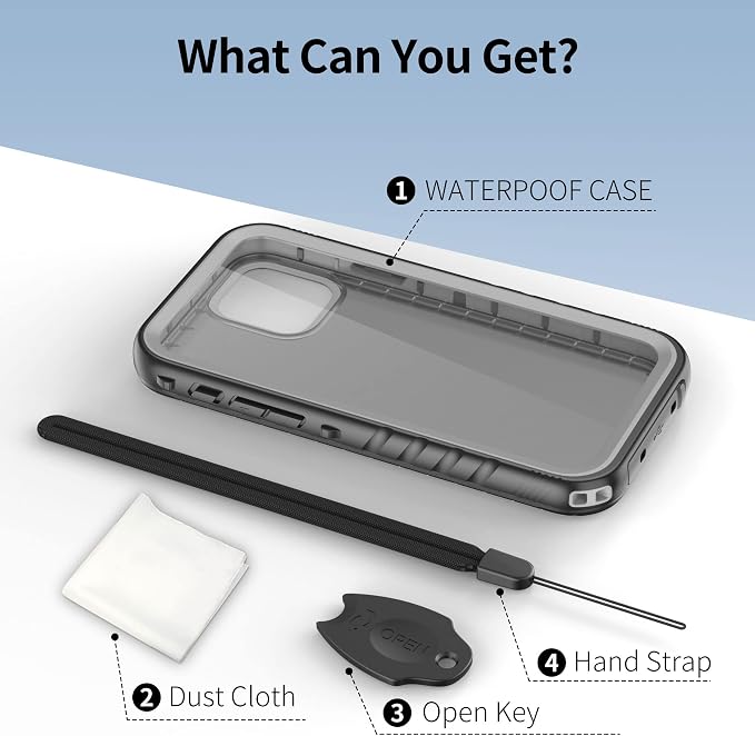 SPORTLINK Compatible with iPhone 12 Pro Waterproof Case - Full Body Shockproof Dustproof Phone Screen Protector Rugged Waterproof Case for iPhone 12 & 12 Pro 6.1 Inch Black