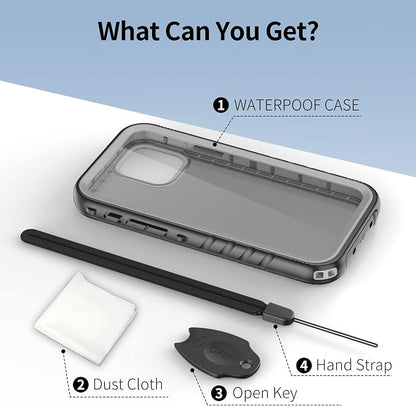 SPORTLINK Compatible with iPhone 12 Pro Waterproof Case - Full Body Shockproof Dustproof Phone Screen Protector Rugged Waterproof Case for iPhone 12 & 12 Pro 6.1 Inch Black
