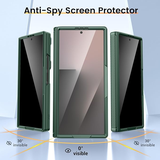 VEGO for Samsung Galaxy Z Fold 7 Case with Privacy Screen Protector,Green | Full-Body Case with Hinge Protection & Slide Lens Cover&Rotat Ring Stand Shockproof Hard Phone Case for Galaxy Z Fold7
