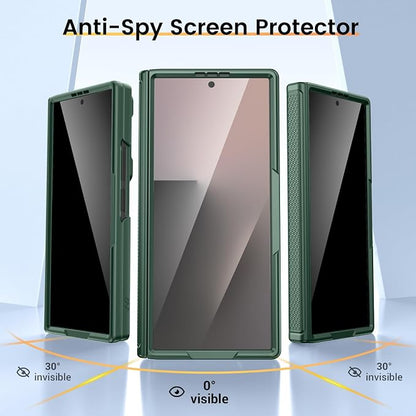 VEGO for Samsung Galaxy Z Fold 7 Case with Privacy Screen Protector,Green | Full-Body Case with Hinge Protection & Slide Lens Cover&Rotat Ring Stand Shockproof Hard Phone Case for Galaxy Z Fold7