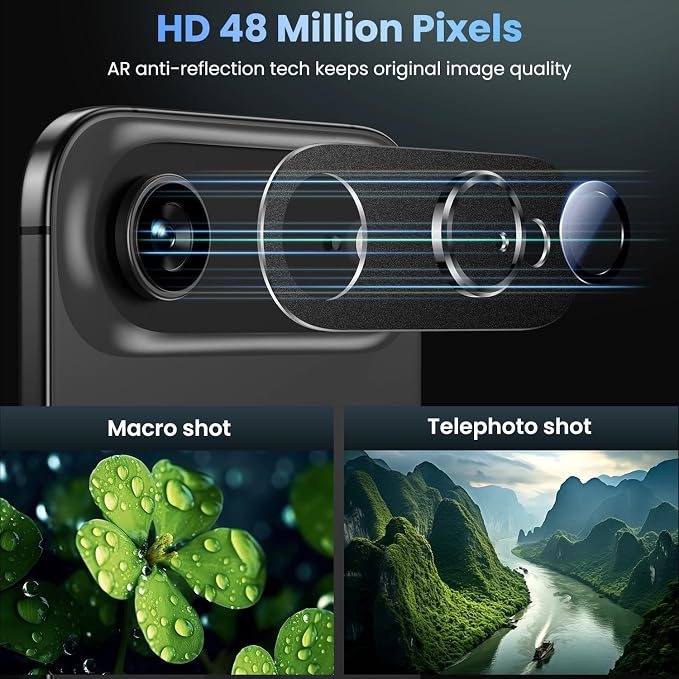 Uyiton Compatible with iPhone Air Camera Lens Protector - [Not Easy to Break][Strong Adsorption][Case-Friendly] Metal Tempered Glass Rear Camera Screen Cover - Space Black