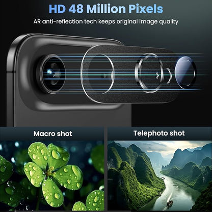 Uyiton Compatible with iPhone Air Camera Lens Protector - [Not Easy to Break][Strong Adsorption][Case-Friendly] Metal Tempered Glass Rear Camera Screen Cover - Space Black