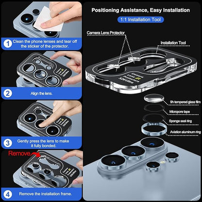 WSKEN for Samsung Galaxy S26 Ultra Camera Lens Protector - Ultra Thin Case Friendly, 9H Shatterproof Tempered Glass with Anti Scratch Metal Circle Camera Screen Protector Cover Accessories, Blue