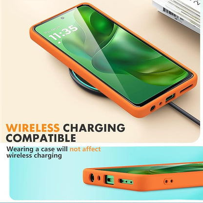 Case for Motorola Moto G Power (2025), 2 Pack Tempered Glass Screen Protectors, Soft TPU Silicone Shockproof Case-Orange