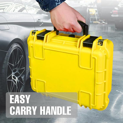 Jack Boss 14x 11.5x 6.5 Inch Hard Case, Portable Weather Waterproof Protective Camera Case with Customizable Foam, Fit Use of Drones, Camera, Equipments, Yellow