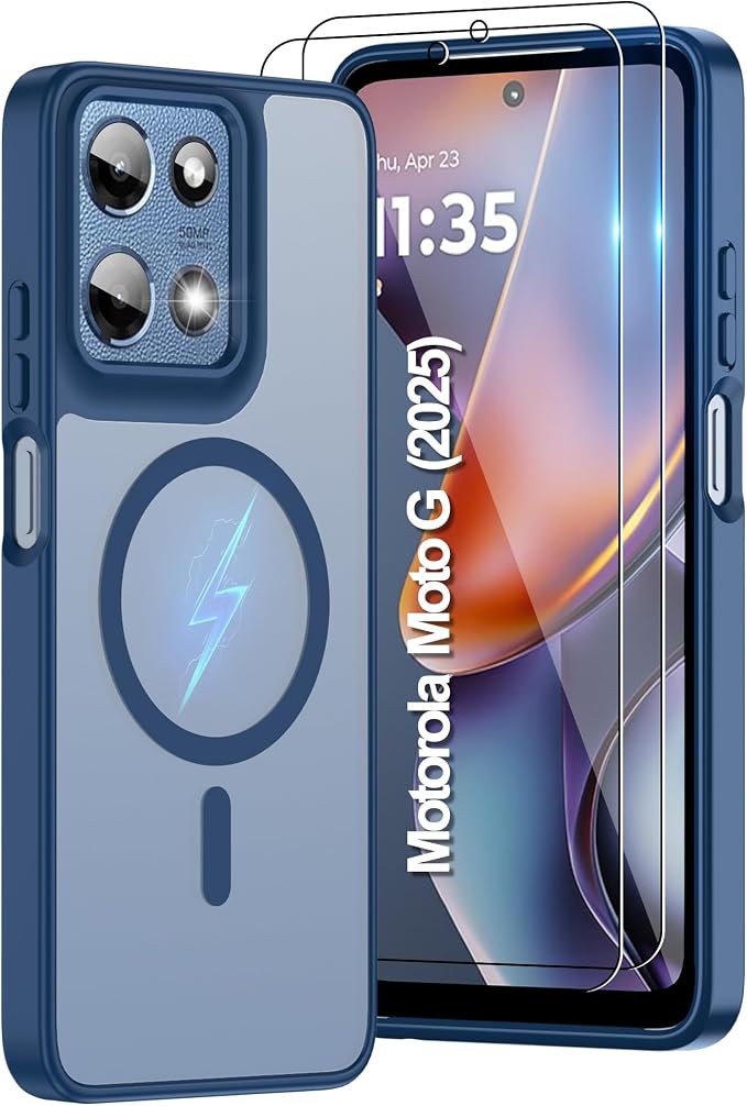 Compatible for Motorola Moto G 2025/2026 Case & Moto G PIay 2026 Case: [Mag-Safe Fit] with 2pc Screen Protector,Matte Translucent Soft-Touch Skin & Full Body for Moto G 5g 2025/2026 & G PIay 2026,Blue