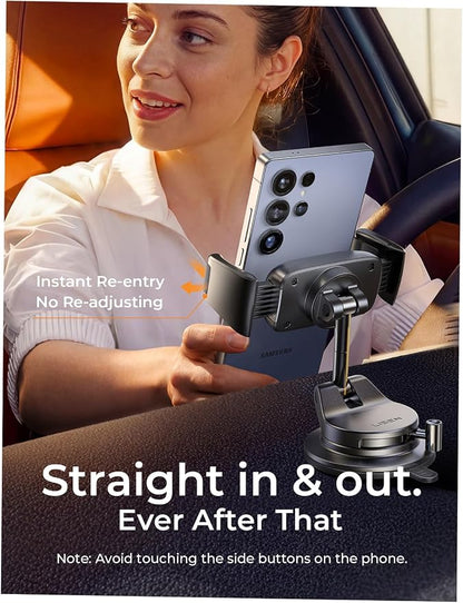 LISEN Suction Phone Mount, [Industry First] Auto-Adjusting Phone Holder Suction, Easy One Touch Suction Cup Phone Mount Cell Phone Mount Car Dash for iPhone 17 Pro Max 16 15 14 Galaxy S26 25 All Cases