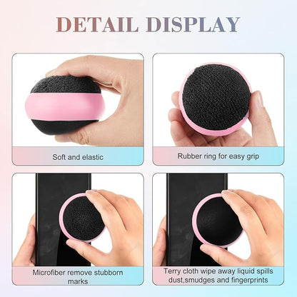 Suclain 4 Pack Touch Screen Cleaner Balls Phone Cleaning Ball Microfiber Touch Car Screen Glass Cleaner for Easter Computer Laptop Phone Monitor(Pink)