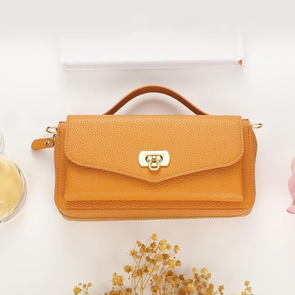 Crossbody Wallet Case for iPhone 16 Pro Max, Magnetic Detachable Floral PU Leather Phone Case with RFID Blocking Card Holder Wristlet Mirror Flip Zipper Shoulder Purse for Wome - Orange