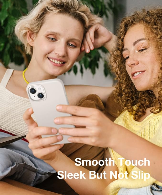 GONEZ Magnetic for iPhone 14 Case, Compatible with Magsafe, with Screen Protector + Camera Protector, Anti-Scratch Microfiber Lining, Liquid Silicone Shockproof Protective Phone Case, Stone