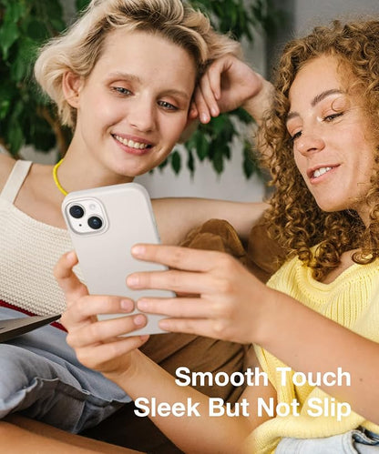 GONEZ Magnetic for iPhone 14 Case, Compatible with Magsafe, with Screen Protector + Camera Protector, Anti-Scratch Microfiber Lining, Liquid Silicone Shockproof Protective Phone Case, Stone