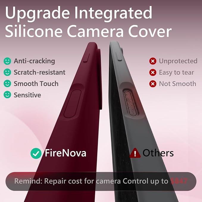 FireNova Magnetic for iPhone Air Case, Compatible with MagSafe, [Integrated Silicone Camera Control Button] [Camera Protection] Microfiber Lining Phone Case for iPhone 17 Air, 6.5", Plum