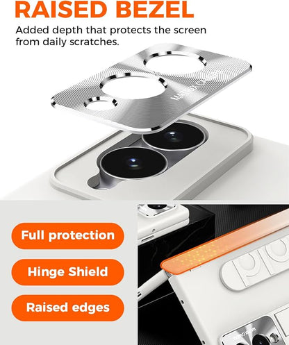 NINKI Wristband for Samsung Galaxy Z Fold 8 Case with with Screen Protector & Stand,Grip Cover for Samsung Z Fold 8 Phone Case with Strap,Galaxy Z Fold 8 Hinge Protection for Galaxy Fold 8 Cover White