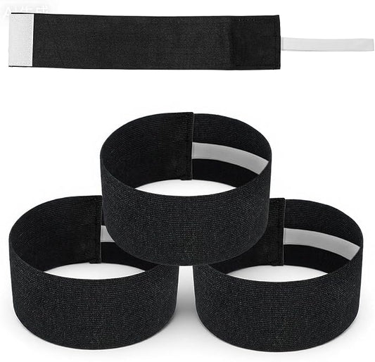 3 PCS Black Arm Band, 2.8×13.8 Inch Black Football Arm Bands, Elastic Captain Armbands for Football Basketball Volleyball, Adjustable Mourning Bands for Funeral