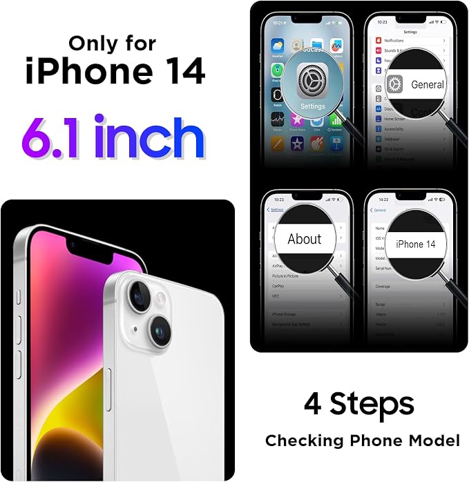 Temdan Compatible with iPhone 14 Case Waterproof, Built-in Screen & Camera Protector IP68 Underwater Full Body 14FT Military Dropproof Shockproof Phone Case 6.1"-Purple/Clear