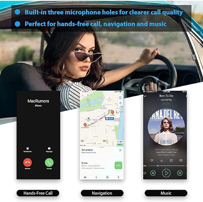 SONRU Bluetooth 5.3 Adapter Hi-Fi Equipment for Car Wireless Audio Receiver with 3.5mm AUX RCA Cable, Noise Cancellation, Dual AUX Outputs for Home Speakers Wired Headphones