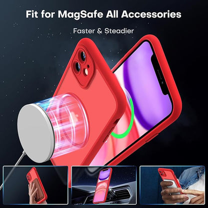 TOCOL for iPhone 11 Case, Compatible with Magsafe, Full Camera Protection, Built-in Magnets, Drop Protection, Translucent Matte Phone Case for iPhone 11 6.1 inch (Red)