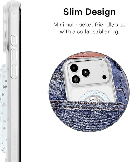 VELVET CAVIAR Compatible with MagSafe Phone Grip 2.0 | Cute Magnetic Ring Holder | Finger Loop Kickstand | Pop On Accessory for iPhone 17, 16, 15, 14, 13, 12 | Lucky Girl Holo