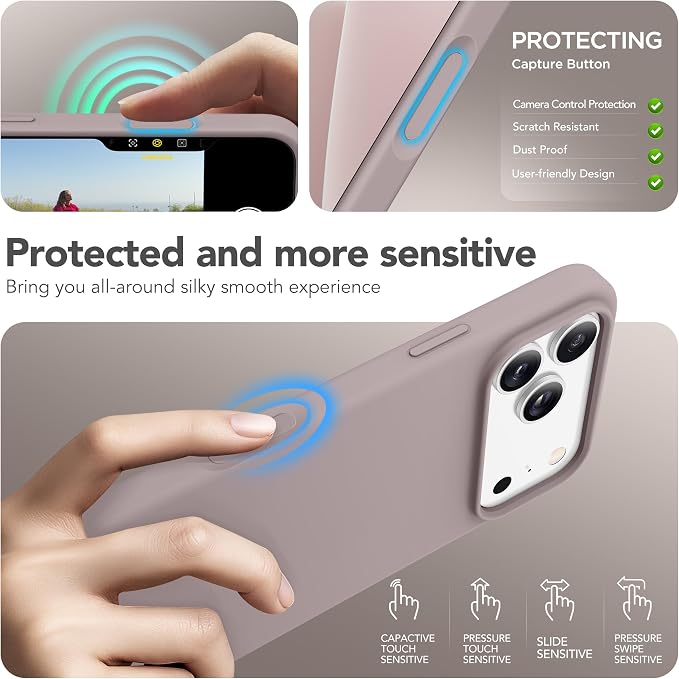GONEZ Magnetic for iPhone 17 Pro Max Case, Compatible with MagSafe, [Screen Protector + Camera Lens Protector], Liquid Silicone Anti-Scratch Shockproof Protective Phone Case 6.9 inch, Light Taro