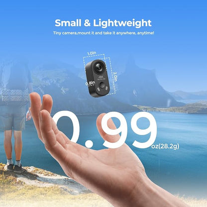 4K Mini Body Camera, Thumb Size POV Cam Action Camera with WiFi, EIS Stabilization, Magnetic Mount, 64GB Storage, Charging Case, Hands-Free Recording for Content Creator TikTok YouTube Vlogging