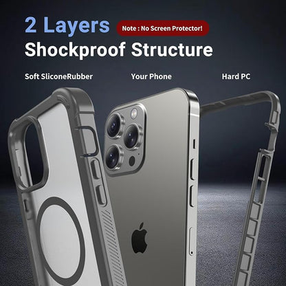 jaroco Magnetic for iPhone 14 Pro Max Case, [Compatible with MagSafe][Military Grade Drop Protection][Heavy Duty Protection][Non-Slip][Shockproof] 2-Layer Durable Bumper Phone Case 6.7''-Gray