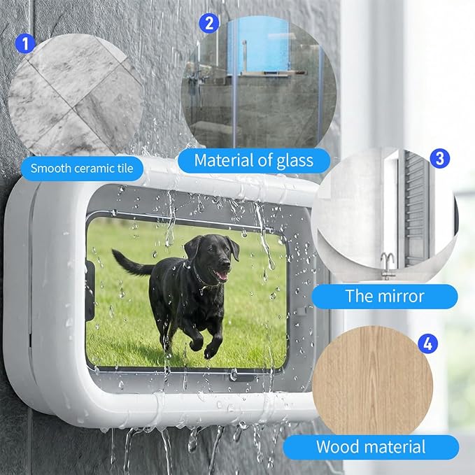 Waterproof Shower Phone Holder - 360° Rotation Case with Anti-Fog & High Sensitivity | Universal Mount Stand for Bathroom Wall, Mirror, Bathtub, Kitchen for Men & Women